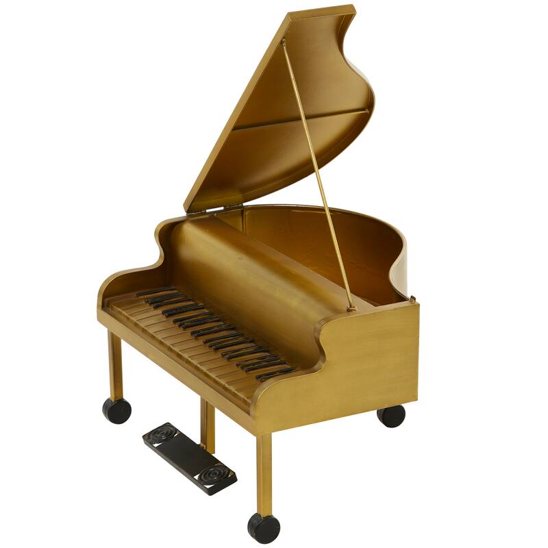 Gold Metal Piano Instrument Sculpture