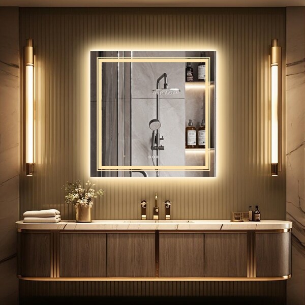 Square led mirror top