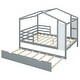 preview thumbnail 6 of 13, Gray Full Size Solid Wood House Bed with Trundle, Fence, and Writing Board for Kids