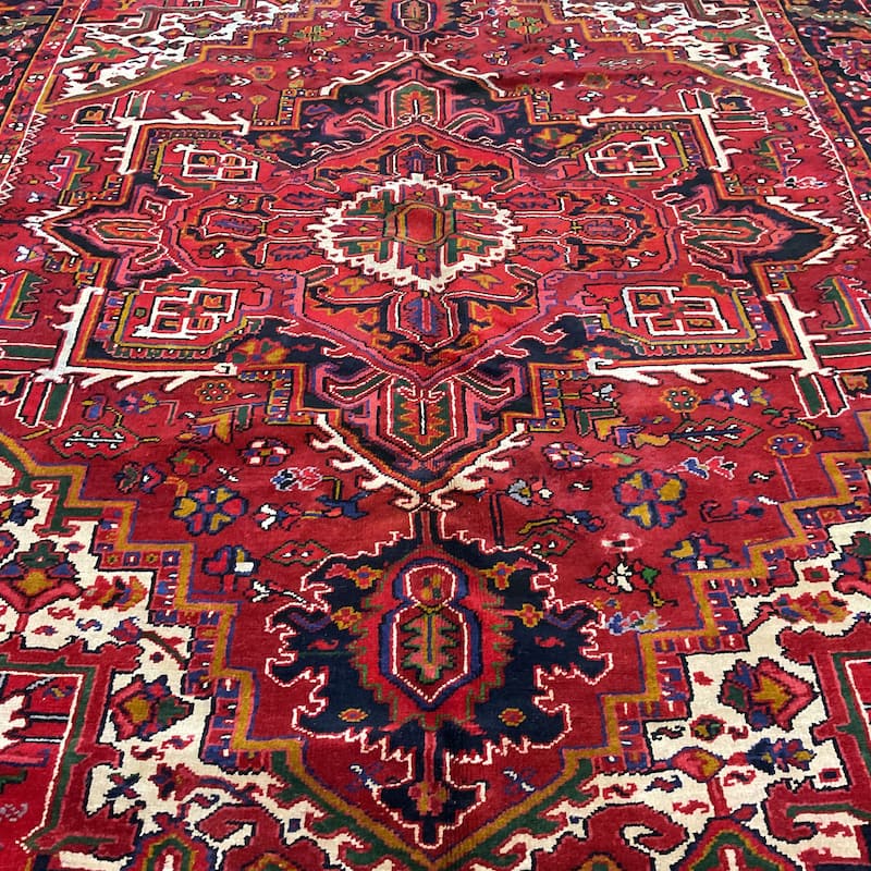 HERAT ORIENTAL Handmade 1960's Antique Heriz Wool Rug - 7'10" x 10'