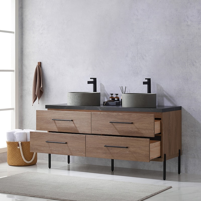Trento Bath Vanity with Sintered Stone Top with Concrete Sink (R)