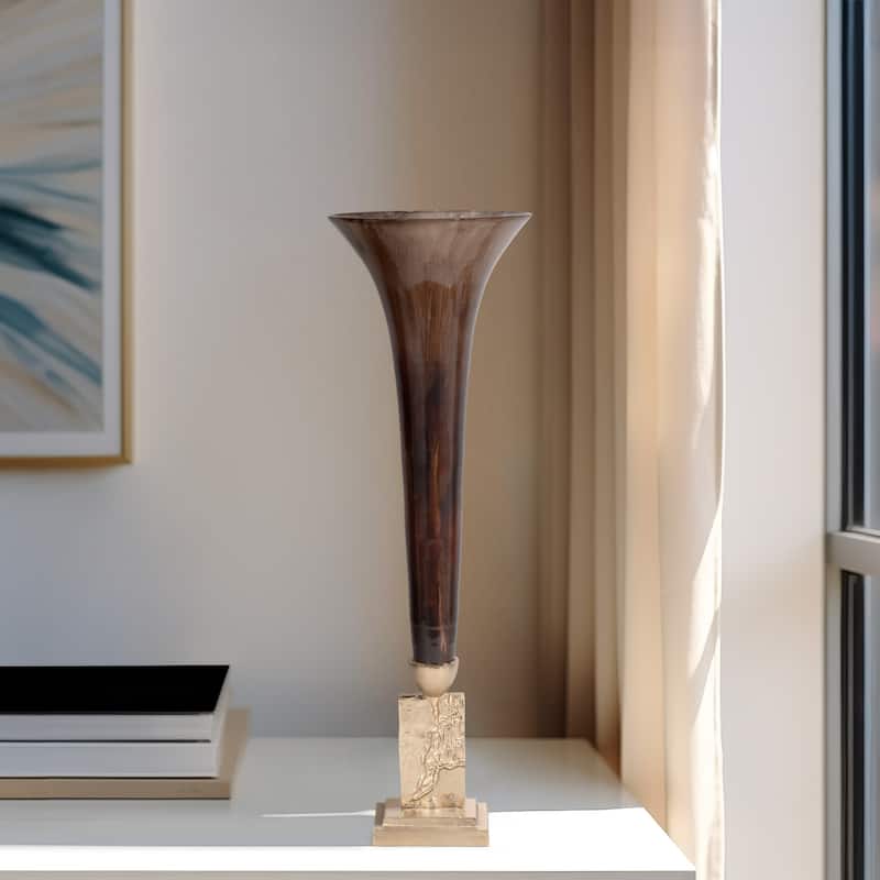 Sagebrook Home Glass two Tone Trumpet Vase - 8" x 8" x 26"