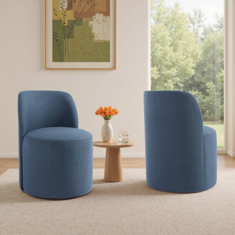 Modern Linen Upholstery Dining Chair Barrel Chair