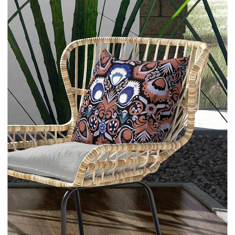 Whimsical Cat Eye Indoor/Outdoor Reversible Throw Pillow Orange and Black