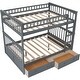 preview thumbnail 7 of 16, Full over Full Bunk Bed with 2 Storage Drawers&Ladder, Convertible Beds