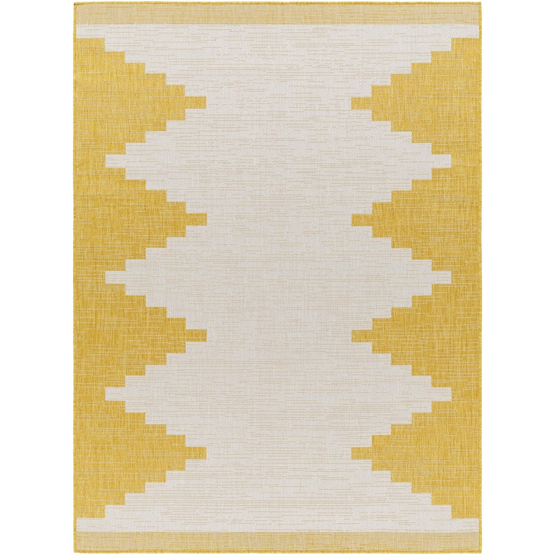 Livabliss Eagean Bohemian Diamond Indoor / OutdoorArea Rug - 2'7" x 10' - Yellow