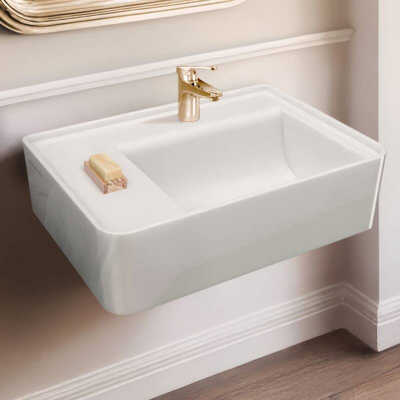 Whitehaus B-RA65-1H 25-5/8" Rectangular Vitreous China Wall Mounted