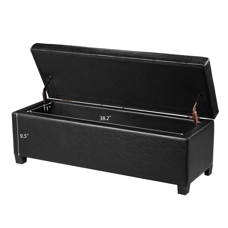 Adeco 42" Faux Leather Storage Ottoman Bench for Bedroom - 42.1"X14.7"X15.4"