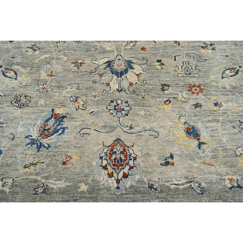 Transitional Turkish Oushak Gray Wool Oriental Area Rug Hand Knotted - 5' 6'' x 8' 4''