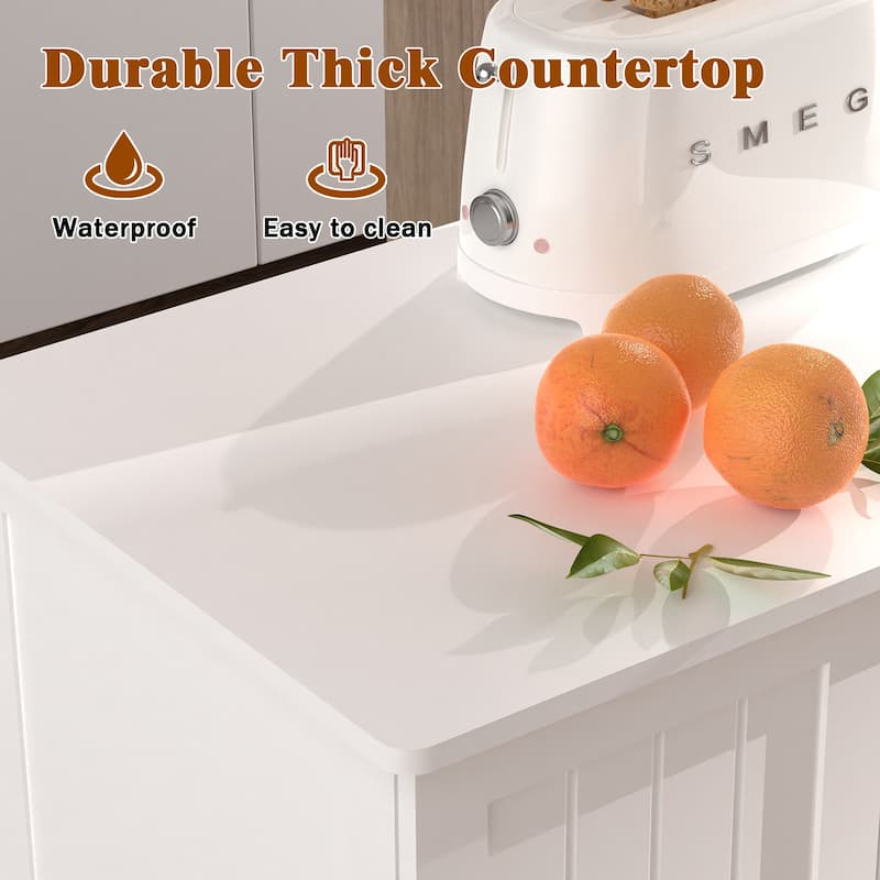 Anmytek Multifunctional Rolling Kitchen Island with Storage Barn Door Portable Cricut Cart Coffee Bar