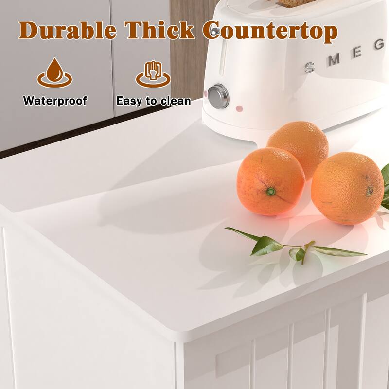 Kitchen Cabient with Storage, Kitchen Island with Removable Bins, Coffee Bar Cabinet Buffet Sideboard with Barn Door