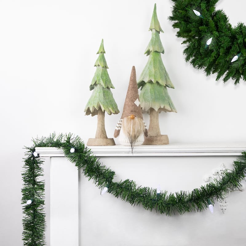 18' Pre-Lit Pine Artificial Christmas Garland - Pure White LED Faceted Lights