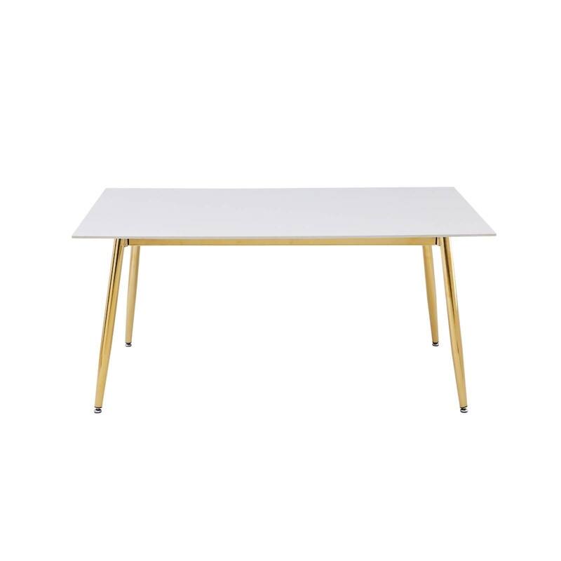 Zayle Dining Table with a 71" Rectangular Top and Gold Steel Base