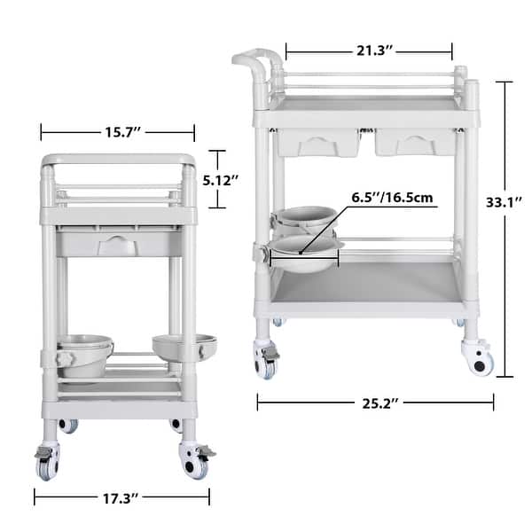 Medical Carts with Wheels 2 Tier Mobile Esthetician Cart 330 LBS Load ...