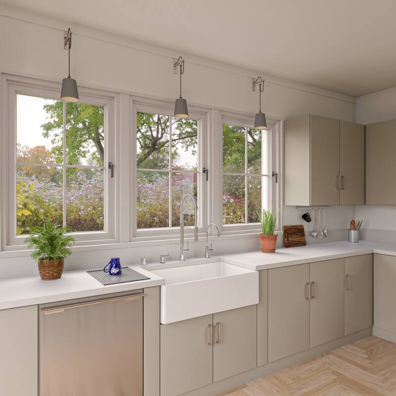 ALFI brand 33" White Smooth Apron Single Bowl Fireclay Farm Sink