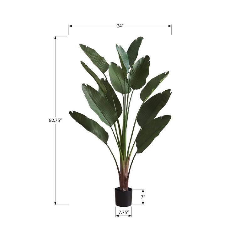Artificial Plant, 83" Tall, Indoor, Decorative, Floor, Palm Tree, Real Touch, Green Leaves, Black Pot