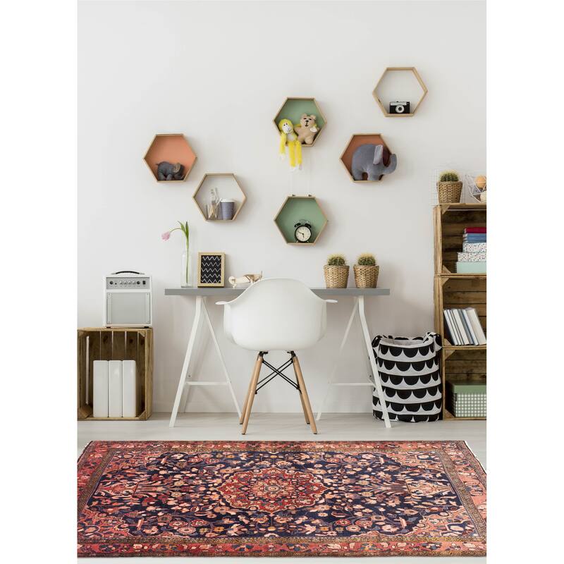 ECARPETGALLERY Hand-knotted Anadol Vintage Dark Navy Wool Rug - 5'9 x 7'9