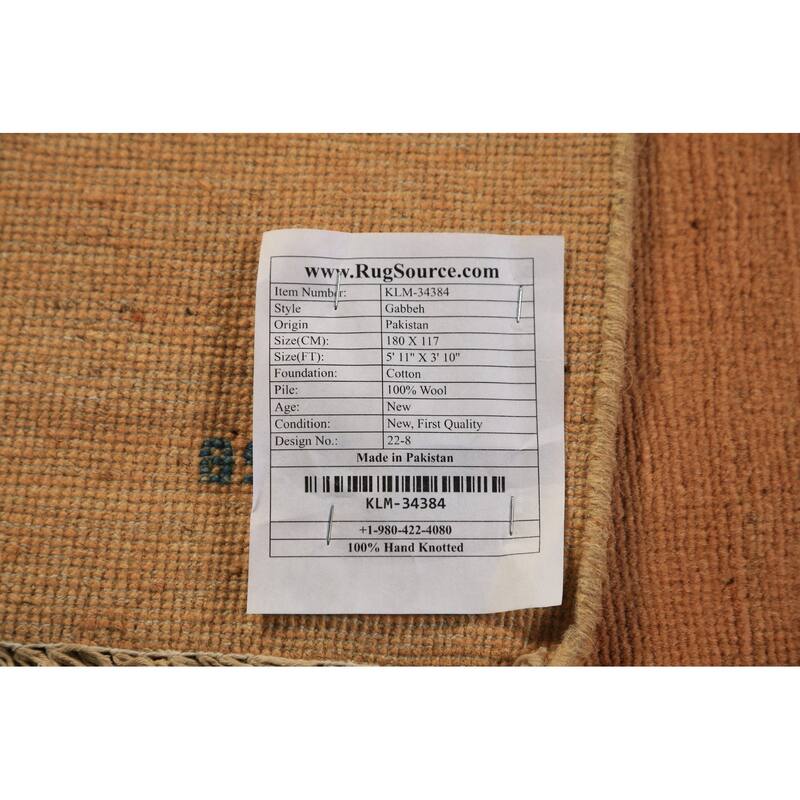 Gabbeh Modern Rug Hand-Knotted Contemporary Wool Carpet - 3'10" x 5'11"