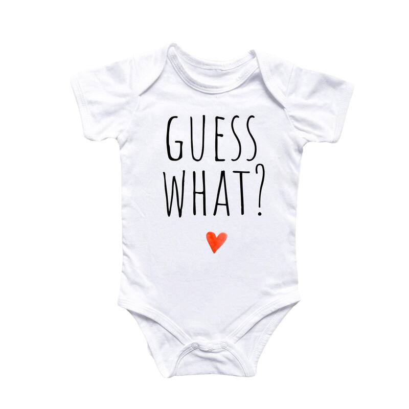 Guess What Announcement - Baby Boy Girl Clothes Infant Bodysuit Funny Cute Newborn - White - 0-3M