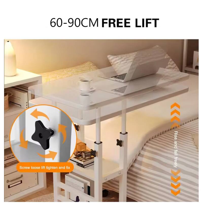 Small Mobile Standing Desk, Adjustable Height Portable Rolling Desk, Tiltable Desk C Shaped End Table For Couch