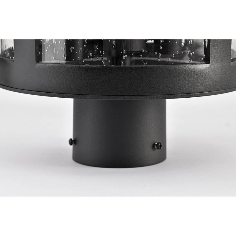 Broadstone 2 Light Post Top Matte Black with Clear Seeded Glass