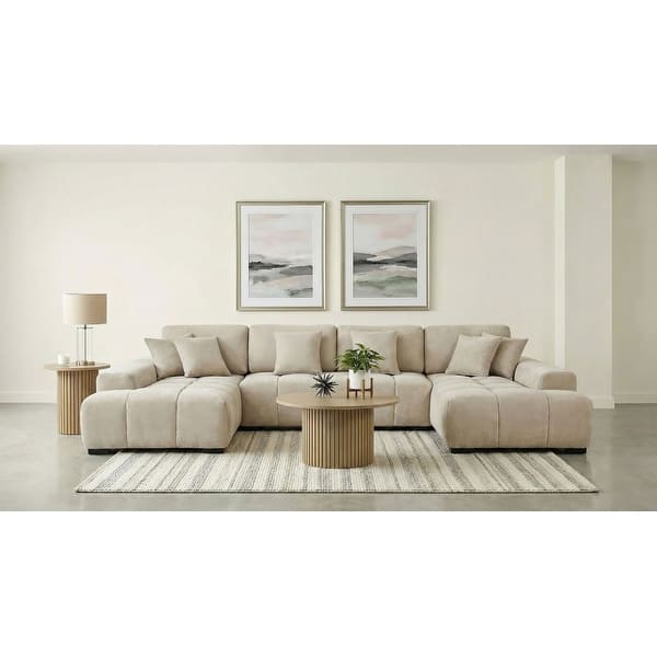 Cannella U-shaped Double Chaise Upholstered Sectional Sofa Beige - On Sale - Bed Bath & Beyond