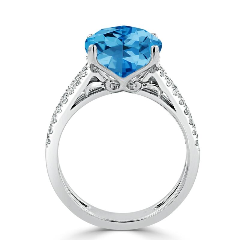 Auriya Modern 5ct Cushion-cut Swiss Blue Topaz and Diamond Engagement Ring 1/4cttw 14k Gold