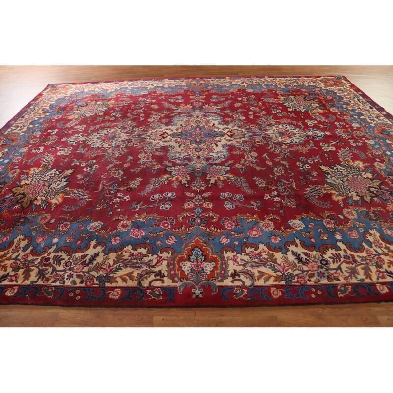 Floral Kashmar Persian Antique Area Rug Handmade Wool Carpet - 10'3"x 12'10"