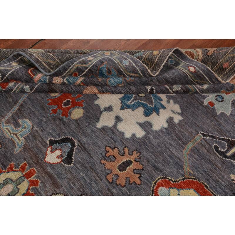Hand Knotted Oriental 100% Wool Carpet Transitional All-Over Greys & Charcoal Oushak Area Rug - 10' 0'' X 8' 3''