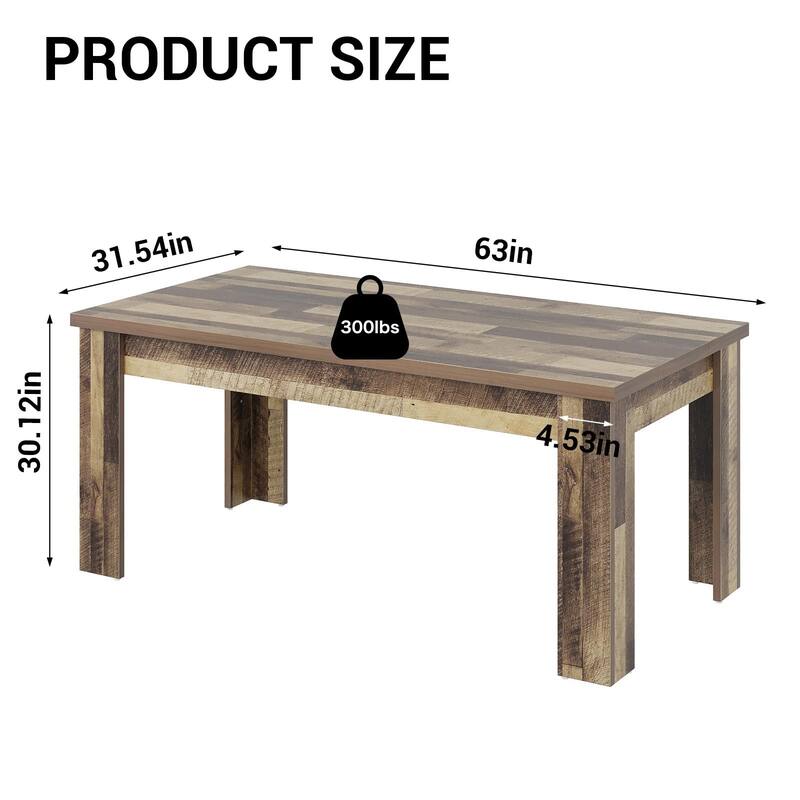 63 Inch Dining Table, Rectangular Dining Table for Kitchen