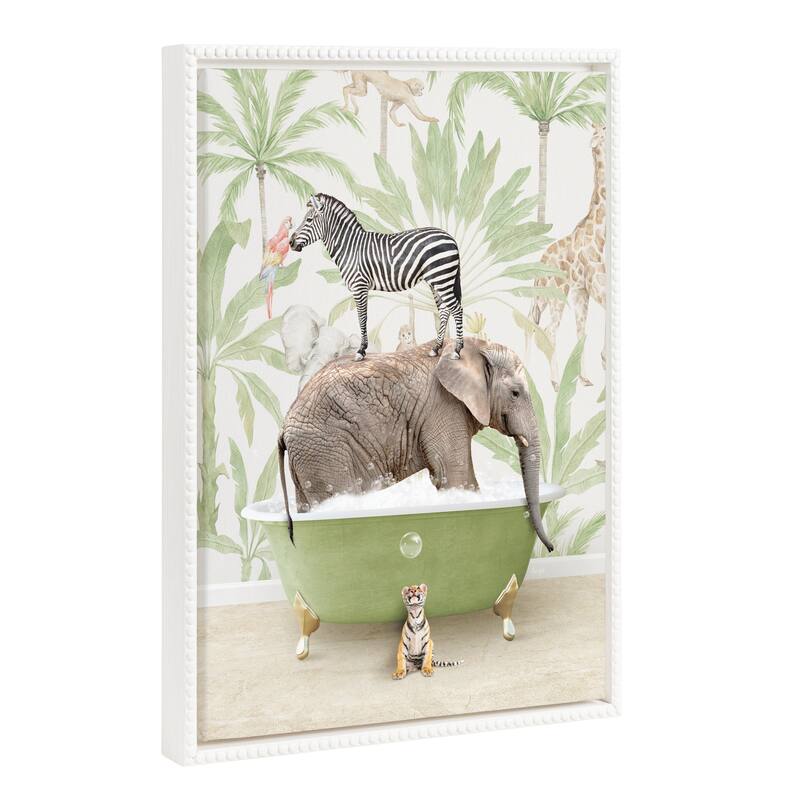 Kate and Laurel Sylvie Beaded Safari Animals Canvas by Amy Peterson - 18x24