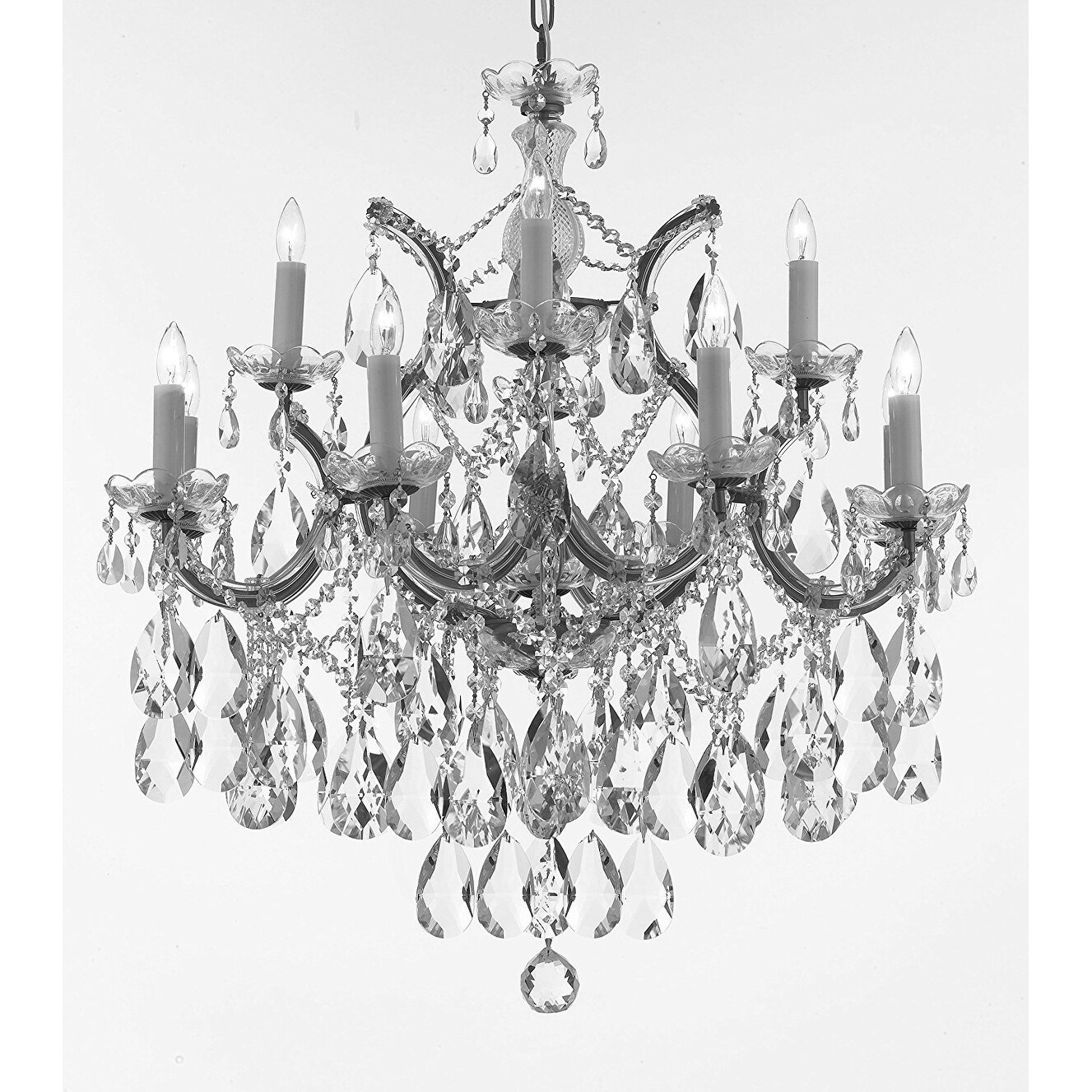Maria Theresa Crystal Chandelier w/ Large, Luxe, Diamond Cut Crystals - Chandeliers For Bedrooms by Overstock.com