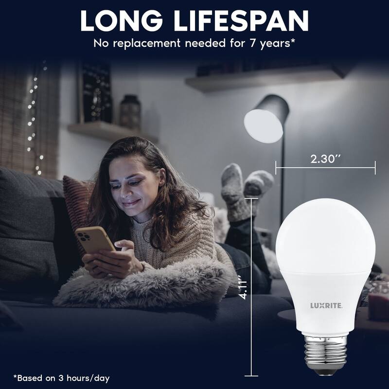 Luxrite A19 LED Light Bulb 75 Watt Equivalent, 5000K Bright White, 1100LM, Non-Dimmable, Standard LED Light Bulbs,...