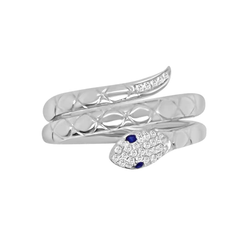 Auriya 14k Gold Diamond and Sapphire Snake Wrap Ring 0.10 ct. tw. (F-G, VS)