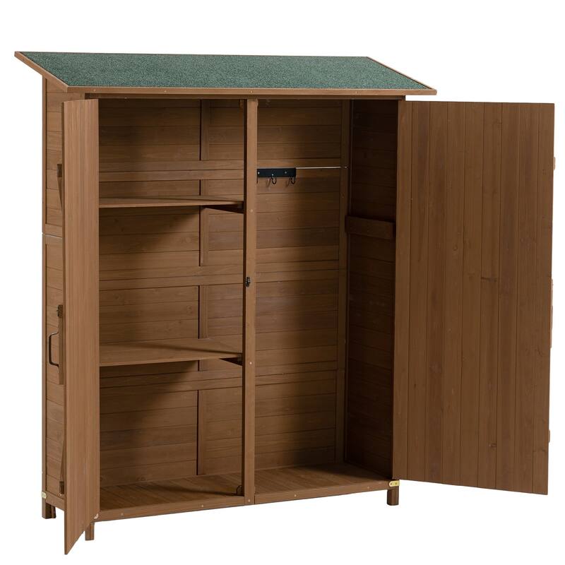 56"L Outdoor Storage Shed with Lockable Doors, Waterproof Roof, Detachable Shelves