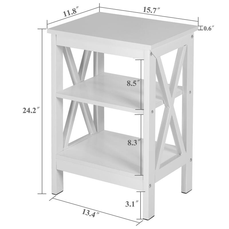 Javlergo Modern Nightstand with 3-tier Storage Shelves Side End Table