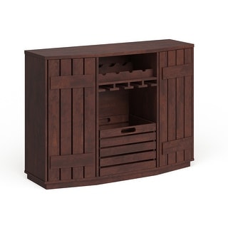 Furniture of America  Lath Rustic Solid Wood Shelf Serverr (Walnut)