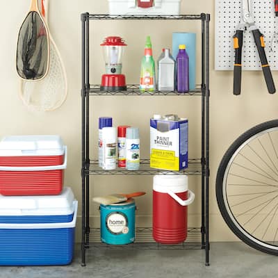 Whitmor Supreme 4-Tier Shelving - 100 lb. per Shelf - Black
