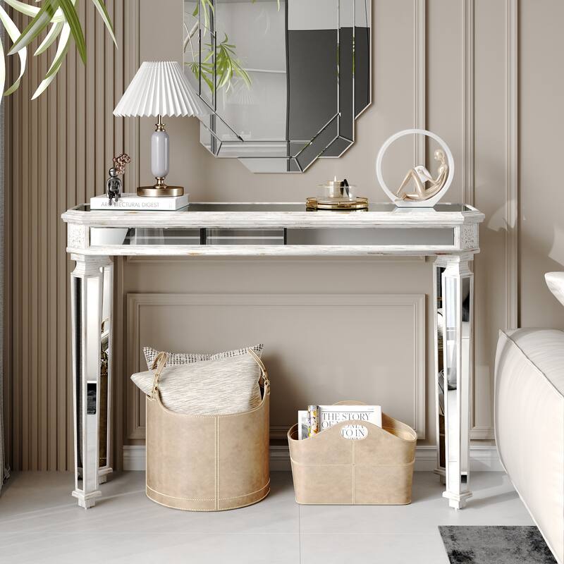 GDF Studio - Rutherford Art Deco Wood and Glass Console Table