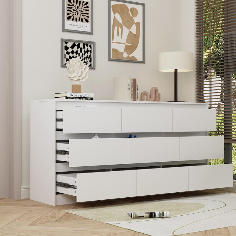 Modern Dresser for Bedroom 9 Drawers Wood Dresser Chest of Drawers