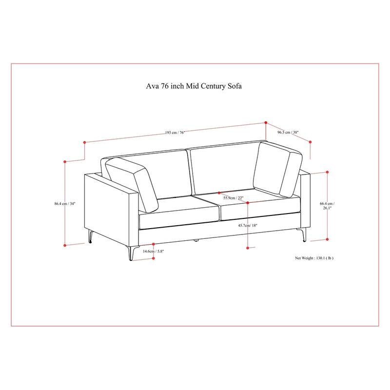 WyndenHall Lana 76-inch Sofa in Tightly Woven Performance Fabric