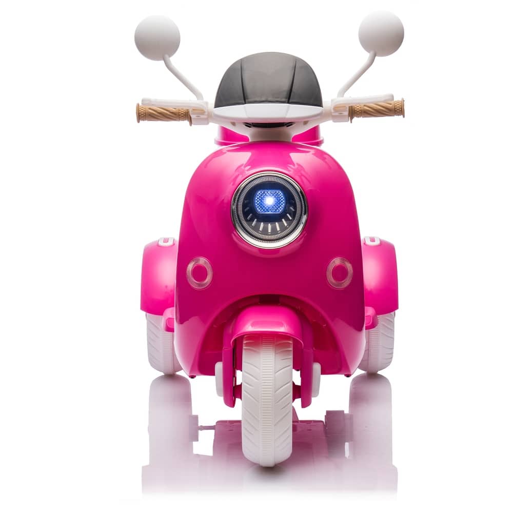 Girls Electric Motorcycle, 2-Seater Kids Motorcycle,12V Ride On Scooter for Kids, Cute Design with Stable 3-Wheel, Ages 3-6