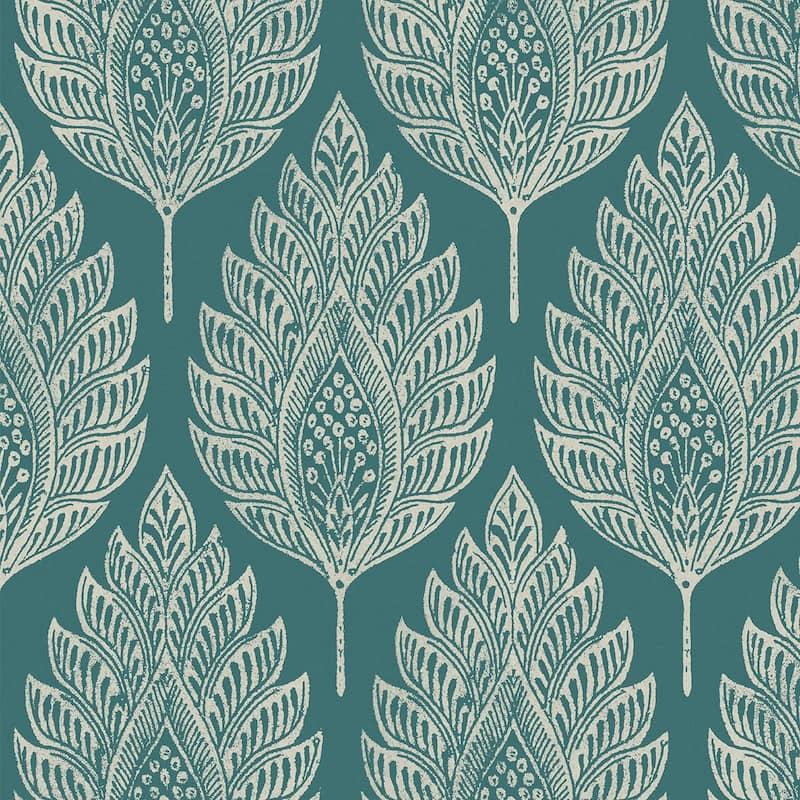 Graham & Brown Flame Leaf Teal Wallpaper