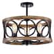 Option Black/Faux-WoodGrain / Semi-Flush Mount