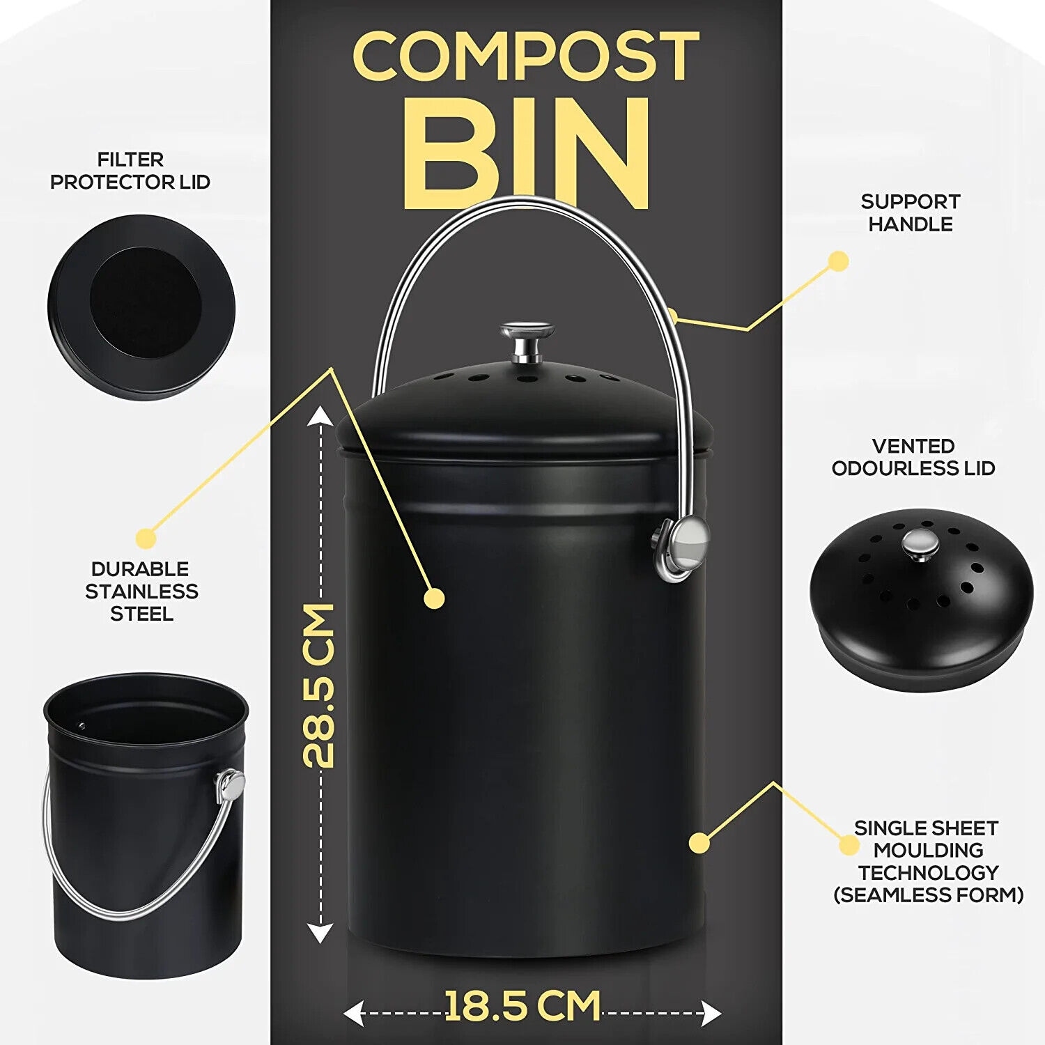 1.3 Gallon Stainless Steel Compost Bucket - On Sale - Bed Bath & Beyond -  37979529