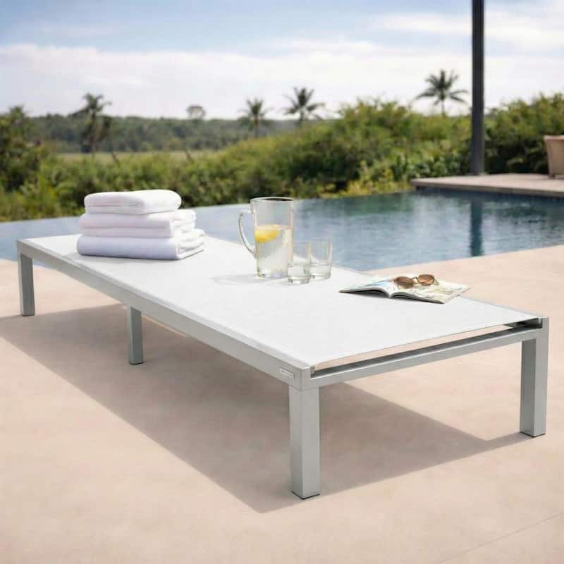 Marlin Aluminum Beach Pool Reclining Lounge Chair with Sling Mesh Fabric and Powder-Coated Frame