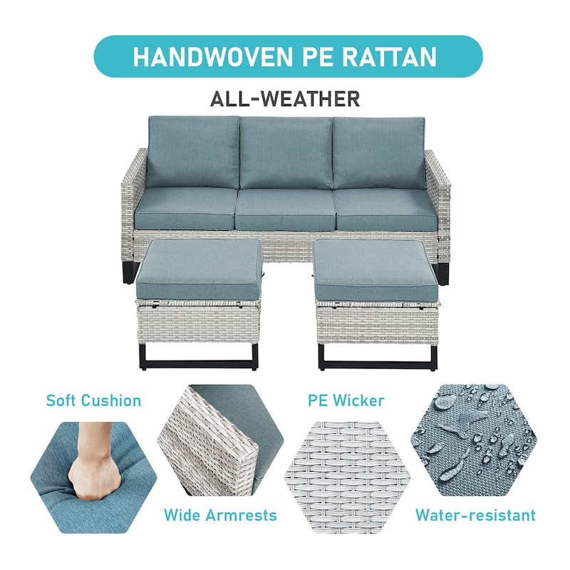 Gymojoy Outdoor Patio Sofa Rocking Chair Ottoman Set