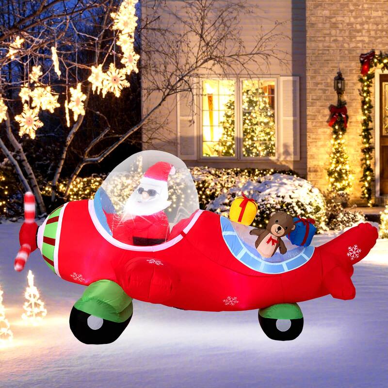 Costway 7.2 FT Christmas Inflatables Airplane with Gift Boxes and - as pic shows - See Details