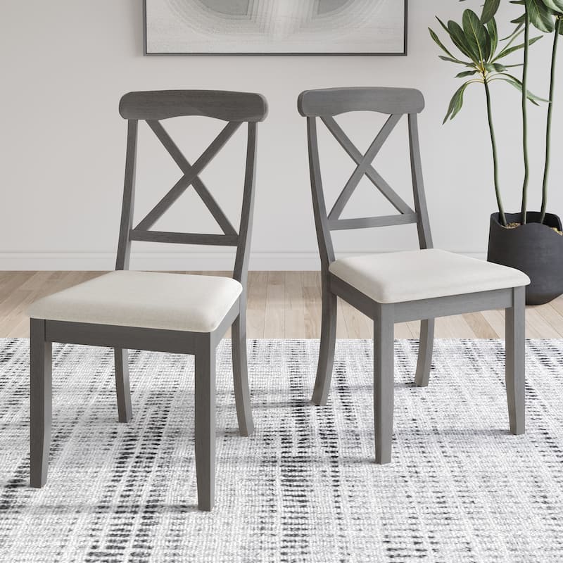 CraftPorch Farmhouse Style Wooden Dining Chairs (Set of 2) - N/A