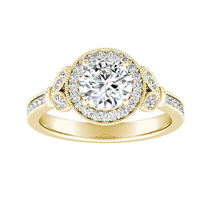 Auriya 14k Gold 1 1/4ctw Vintage Moissanite Engagement Ring - Yellow - 8.5